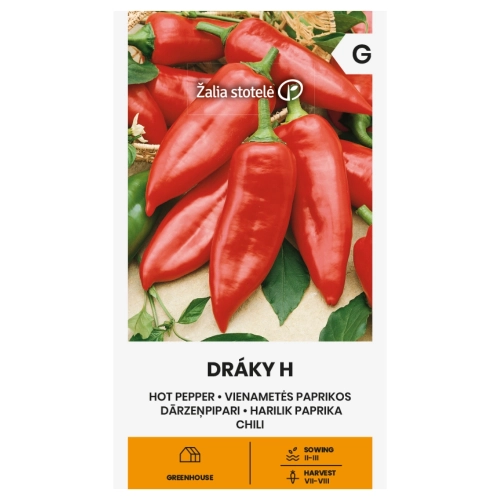 Papryka ostra Draky H o bardzo licznych czerwonych owocach nasiona 0,1g - Žalia stotelė