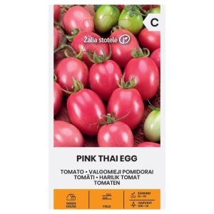 Pomidor Pink Thai Egg odmiana o jajowatym kształcie owoców i atrakcyjnym jasnoróżowym kolorze nasiona 0,1 g - Žalia stotelė