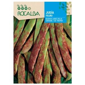 Fasola Buenos Aires Roja odmiana o wyjątkowych strąkach z dekoracyjnym czerwonym nakrapianiem nasiona 50 g - Rocalba
