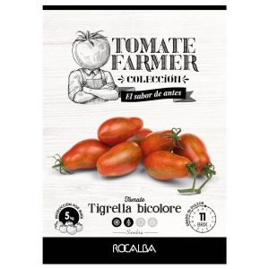 Pomidor Tigrella Bicolore Tomate Farmer odmiana o owocach typu cherry i dekoracyjnym pasiastym wybarwieniu nasiona 8 szt. - Rocalba