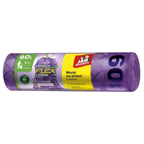 Worki  na śmieci Magnum Flex & Strong  o zapachu lawendy 60l 8szt. - Jan Niezbędny