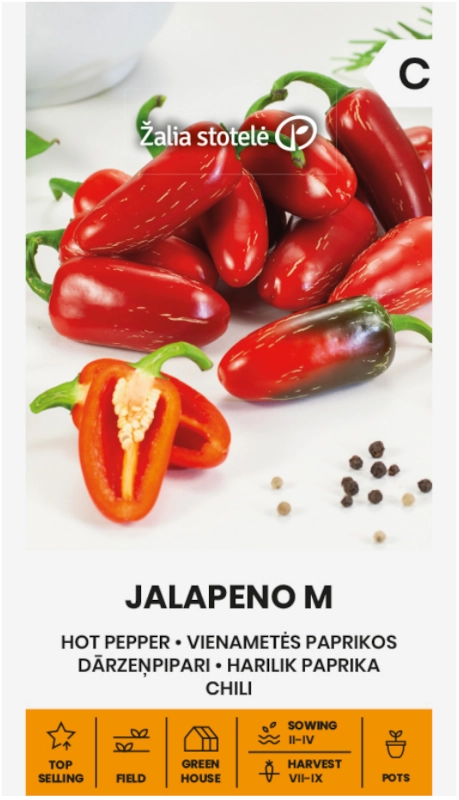 Papryka ostra Jalapeno M wczesna i plenna odmiana chili nasiona 0,1 g Žalia stotelė sklep rajogrodnika