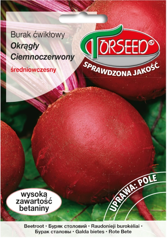 Burak ćwikłowy Okrągły Ciemnoczerwony Duże opakowanie nasion vis 20g TORSEED sklep rajogrodnika