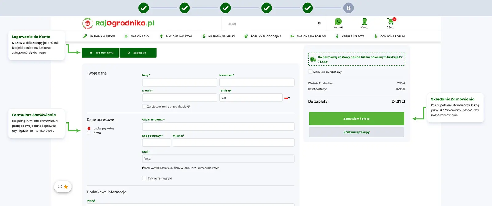 Krok 3 | Jak złożyć zamówienie w sklepie RajOgrodnika.pl jako firma lub instytucja publiczna: Rejestracja konta